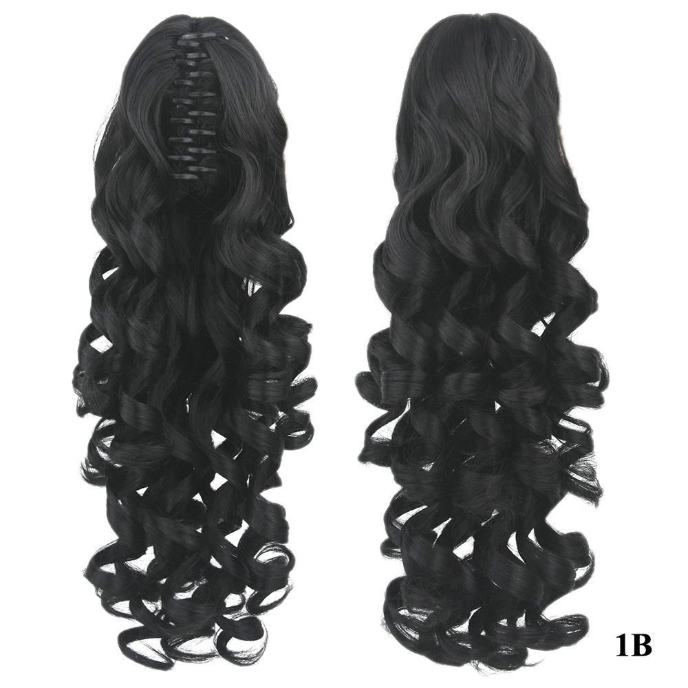

Long 60cm Lady Women Claw Ponytail Clip In Pony Tail Hair Extension Extensions Piece Curly Style KTB 1B