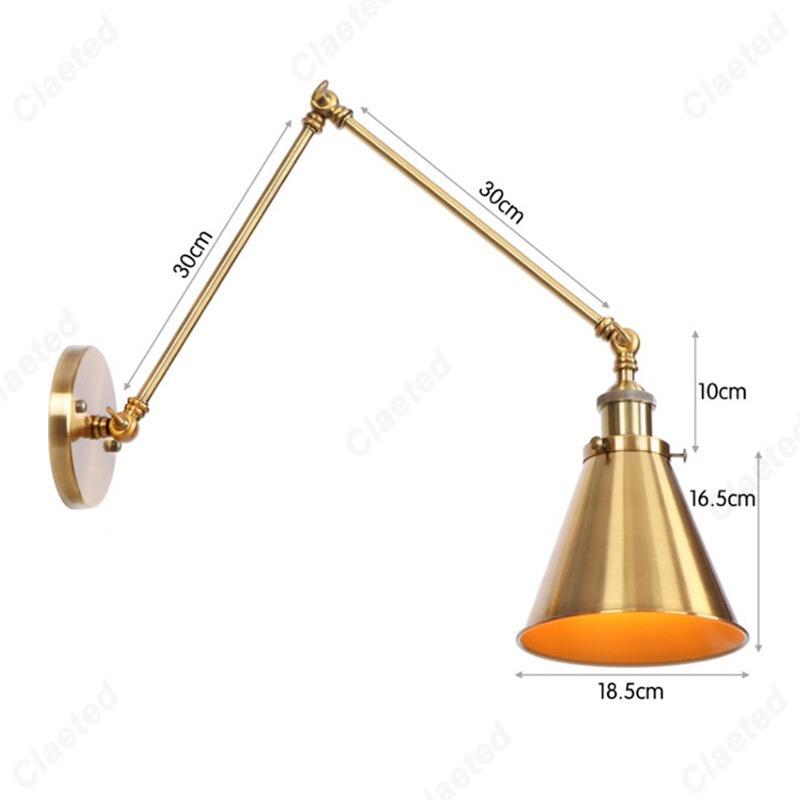 LED Minimalist Retro Gold E27 Wall Lamp Bedroom Bedside Lamp Home Dining Hall Corridor Staircase Decoration Lighting Fixture