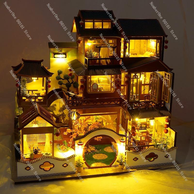 Handmade Villa Assembly Model, Architectural Creative Toy for Adults, Birthday Gift for DIY Model Builders
