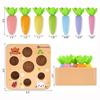 Montessori Toddlers Toys, Macron Carrot Harvest Game Wooden Toy for Age 2 3 Old Baby Kids, Educational Learning Shape Sorting Matching Gifts