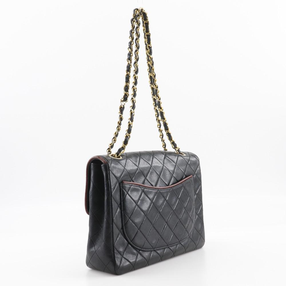 Chanel ChainShoulder Shoulder Bag Matelasse Double Chain Black Lambskin Women Used
