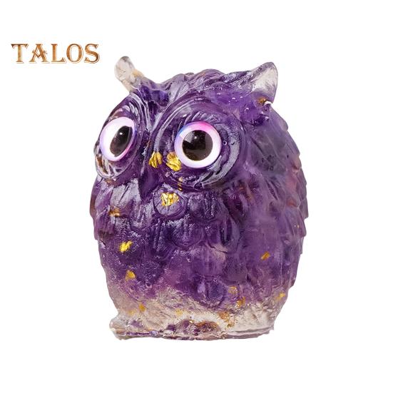 Ornament de bufniță din cristal natural Figurină de bufniță din rășină realizată manual cu pietrișuri de cristal în interior Ornament de bufniță colorată de colecție pentru decorarea interioară, vindecarea Reiki