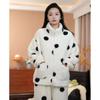 Women's Pajamas Coral Winter Polka Dot Zipper Plus Velvet Thickened Flannel Home Service Warm Suit Stand-up Collar