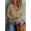 Autumn and Winter Fashion New Style Gray Cotton V-neck Long-sleeved Tassel Ripped Sweater, Casual Loose Blue Ladies Pullover Sweater  Top AL6101