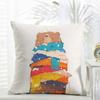 C-Christmas Snowman Bear Pillow Cute Cushion Cover Daily Washable Linen Pillowcase Soft For Sofa Bed Home Room Decor