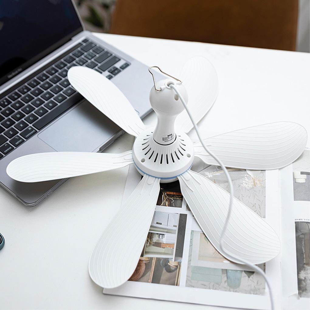 Ceiling Fan Hanging Fans 6 Leaves USB Outdoors Dual-Use Small Indoor for Camping Restaurant Canopy Tent Living Room