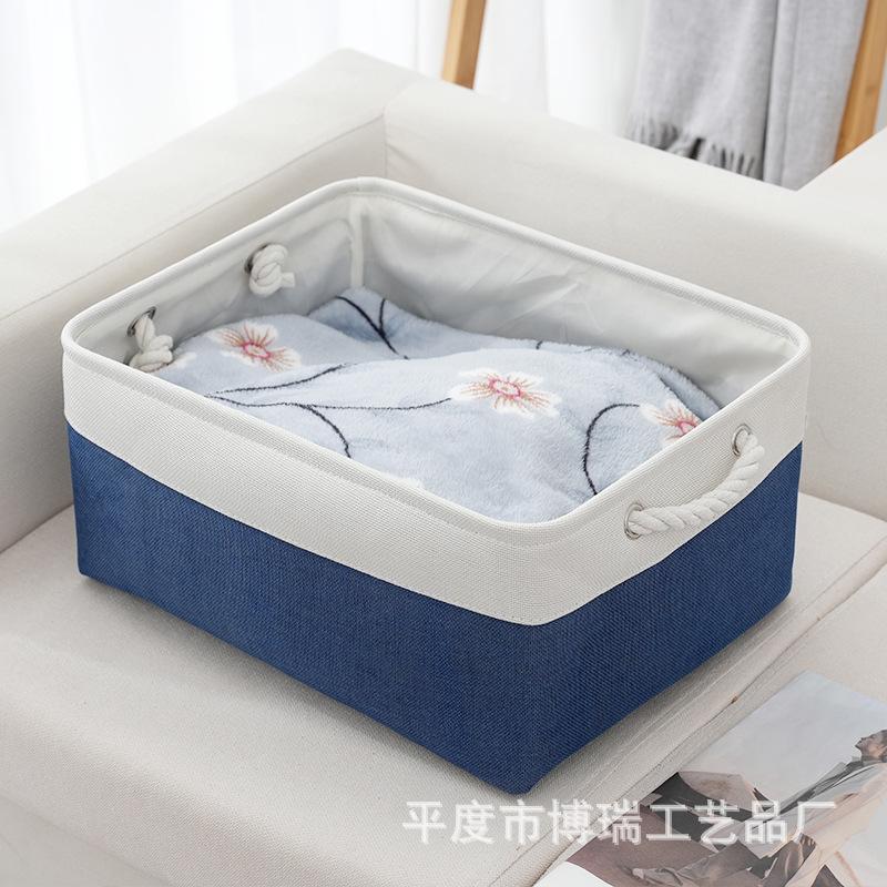 Japanese Style Storage Basket Set Linen Patchwork Home Organizer for Clutter