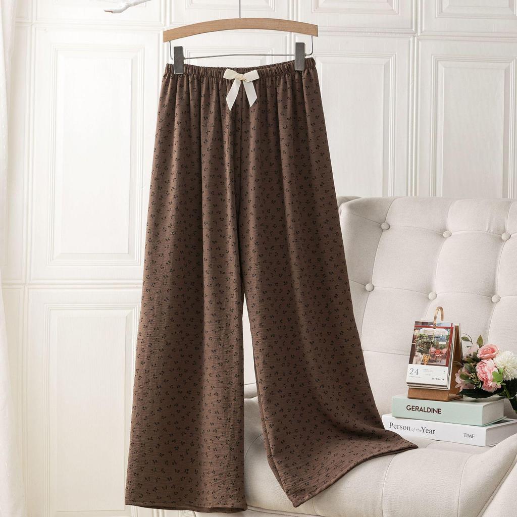 Ice Silk Linen High Waist Cartoon Print Pajama Pants for Women, Casual, Summer Style, Plus Size, Suitable for Indoor and Outdoor Wear