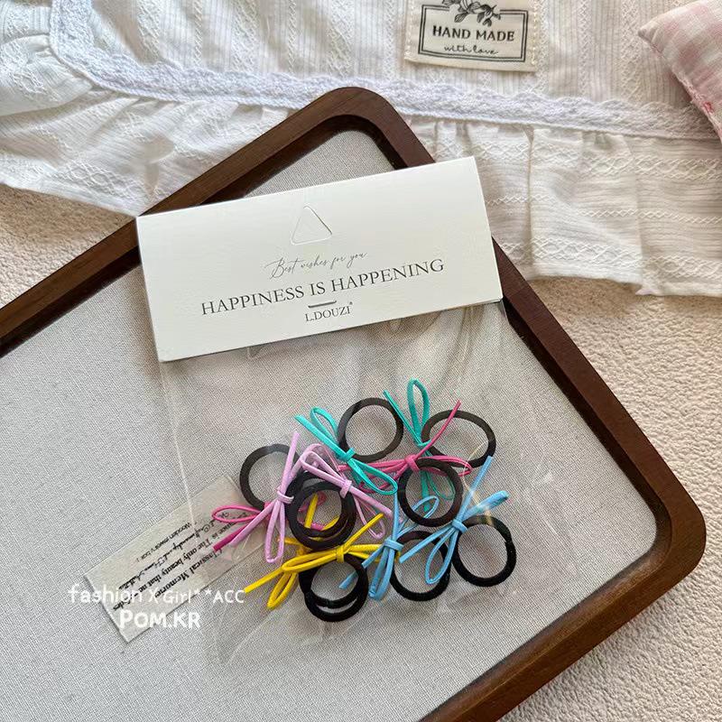 Kids Korean Style Thumb Bow Hair Tie - Silver, High Elasticity Rubber Band