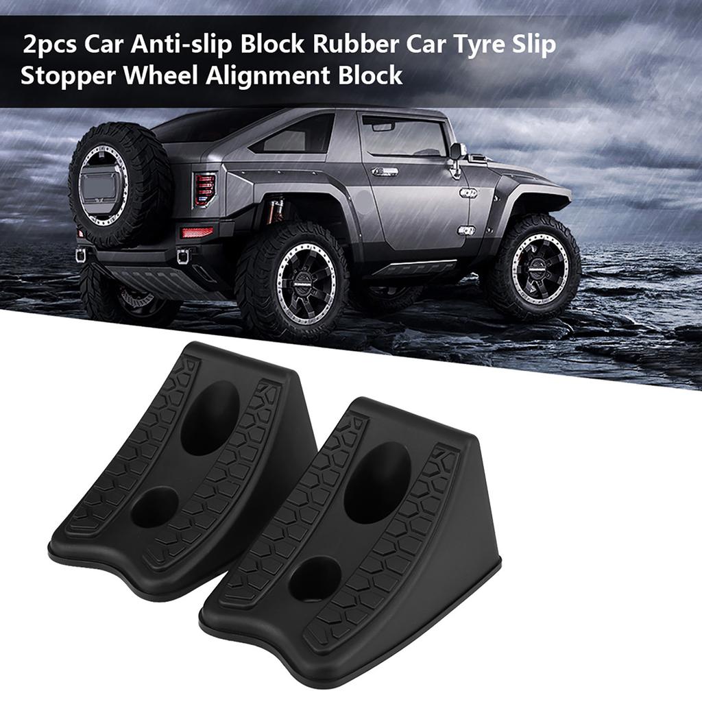 2pcs Car Antislip Block Plastic Car Tyre Slip Stopper Wheel Alignment Block