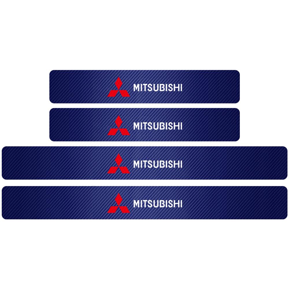 4PCS Car Door Sill Pedal Carbon Fiber Protective Sticker Anti-scratch And Waterproof For Mitsubishi Ralliart Lancer EX Outlander