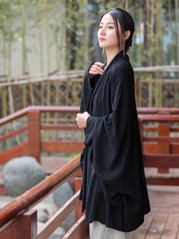 Johnature Women Vintage Solid Color Shirts Tops Long Sleeve Linen Spring Blouses Bat Sleeve Shirts