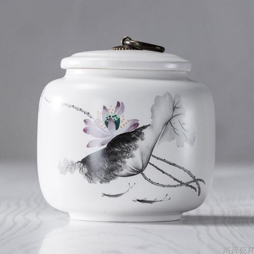 Creative Ink Painting Ceramic Storage Jar with Lid Sealed Tea Tin Candy Coffee Food Jar Storage Container Home Decoration Modern
