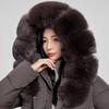 Dam Vinter Långa Kappor Med Huva Stor Fuskpäls Krage Elegant Tjock Varm Vinterparkas Kvinnlig Jacka Med Bälte