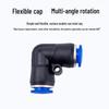 Pneumatic Air Tube Connector: PU8 Straight, PV10 Right-Angle Elbow, Quick-Insert, Butt Joint, Blue Plastic, PG6-4 Reducer.