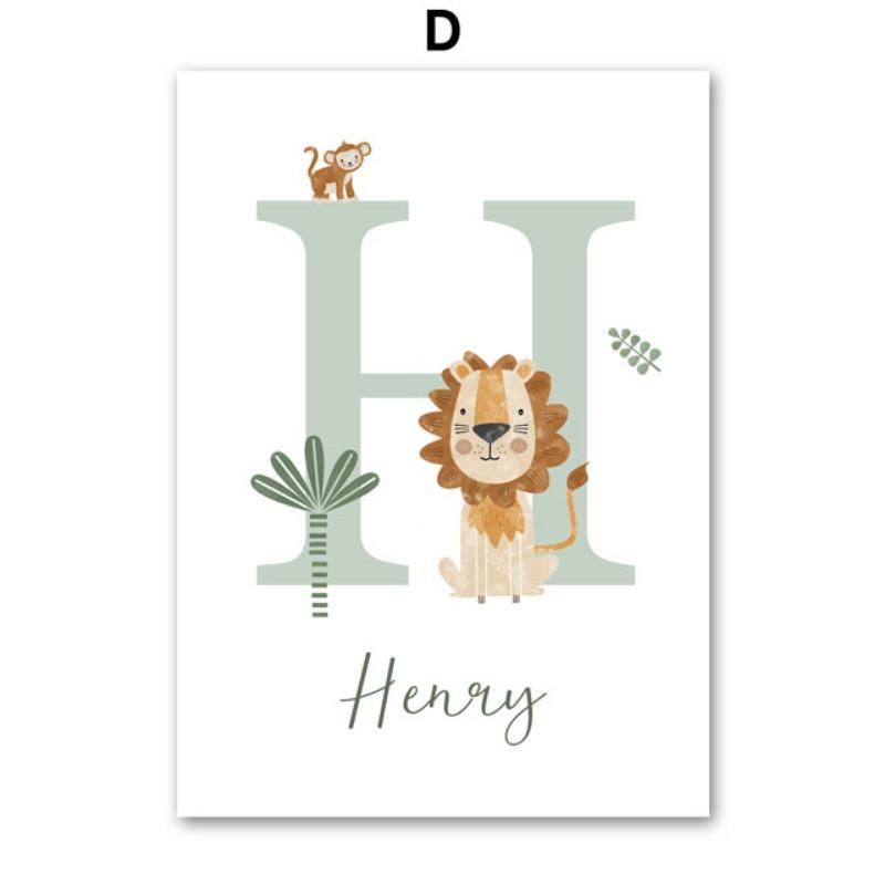 Cute Lion Giraffe Zebra Leaf Nursery Wall Art Canvas Painting Jungle Animal Posters And Prints Pictures for Baby Kids Room Decor