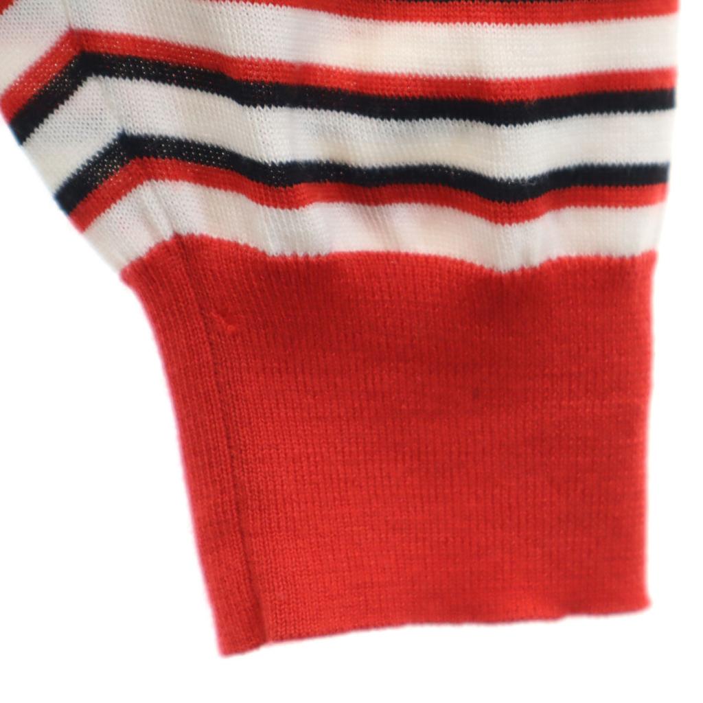 GUCCI made in Italy Border Pattern Long sleeve V neck cardigan L Red Men's Used
