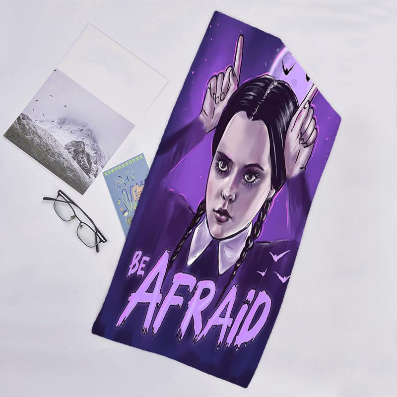 1pc Addams Family Wednesday1 Beach Towel, Sports Cape, Beach and Seaside Swimming Pool Equipment, Fashion Pattern, Rectangular, Travel Essentials