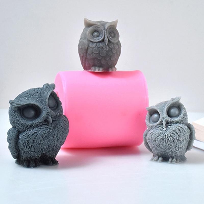 Cute Bird Christmas Candle Molds Silicone Soap Mold 3D Owl-Shape Resin Epoxy Mold Wedding Home Party Decor-Aromatherapy