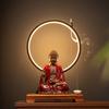 Chinese-style Buddha Statue Lamp Ring Decoration, Ceramic Sakyamuni, Creative Entrance Hall and Zen-inspired Decoration for Livi