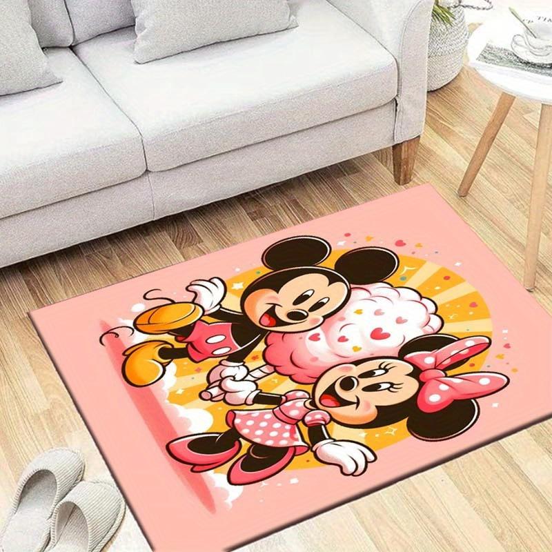 

1pc Mickey Mouse and Minnie Mouse Pattern Area Rug Soft Flannel Floor Mat for Living Room, Bedroom, Sofa Coffee Table Floor Mat 60cm by 90cm