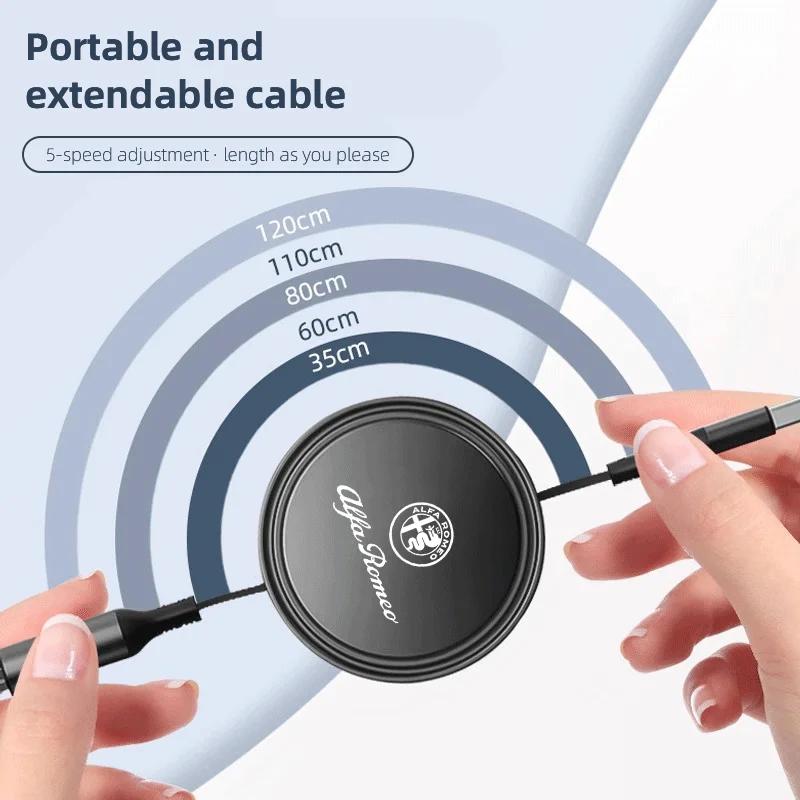 Car Stickers For Alfa Romeo 3 In 1 Retractable Data USB Cable Phone Charging Cable For Alfa Romeo Giulia Stelvio Giulietta 156 1