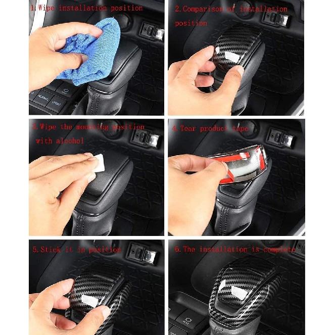 Carbon Fiber Sport Style Auto Gear Shift Knob Cover Sticker Head Trim Compatible with Toyota RAV4 Accessories 2019 2020 2021