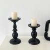 huaqianguhh Vintage Candle Holder, Black Matte Pillar Holders, Metal Heat-Resistant Stand for Scented Candles And Tealights, Retro Candlestick Dining