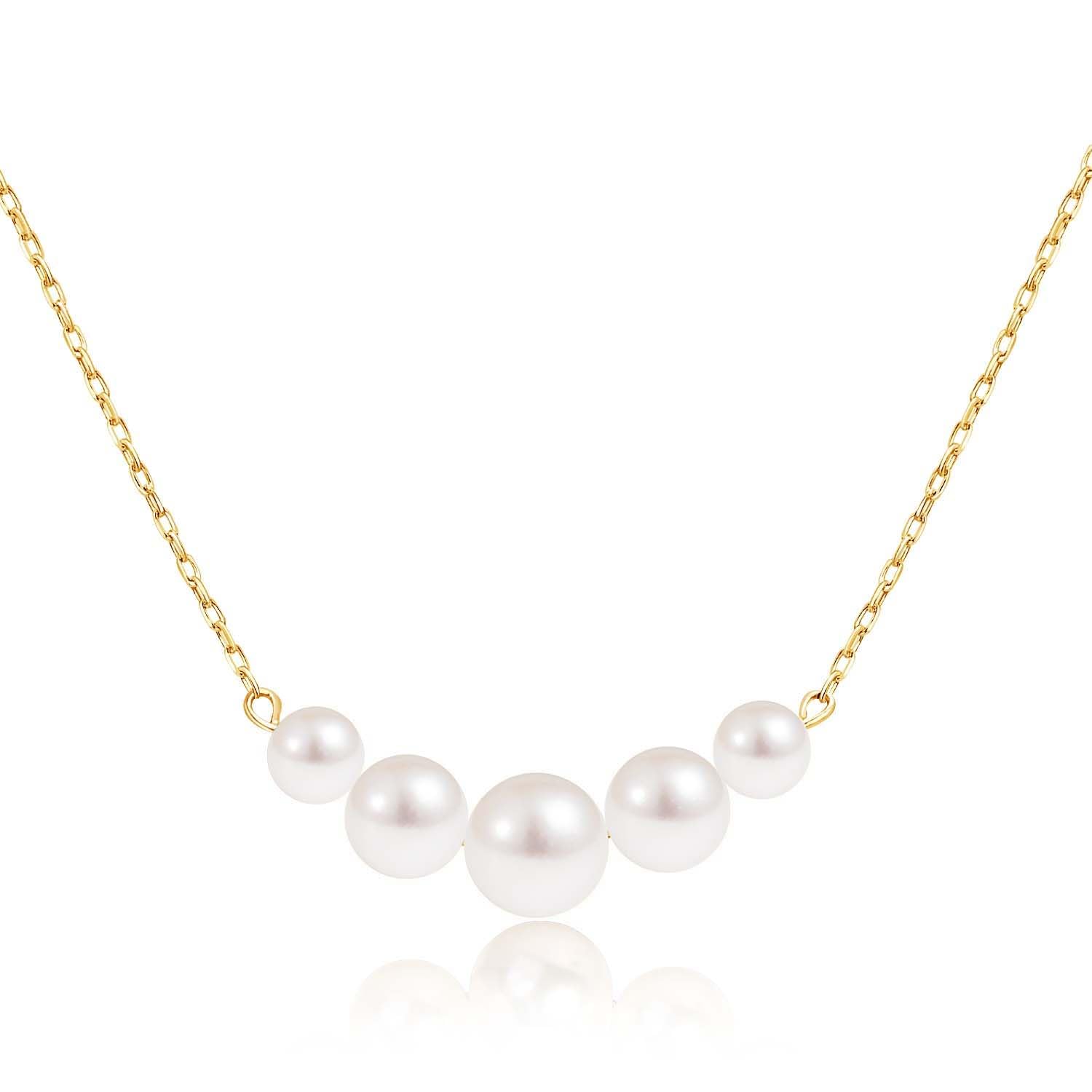 

Lala Christie Women s Akoya Pearl Necklace, 18K Gold, 5-Pearl Necklace, lp71-0025-yg