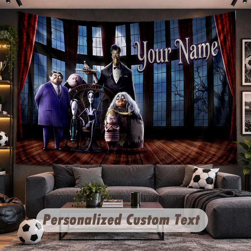 Die Addams Family Personalisierte Wandteppich-Unterstützung Benutzerdefinierter Name, Wandkunst Heimdekoration