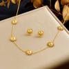 Gold Plated Sunflower Jewelry Set Necklace Bracelet Earrings for Women Stainless Steel