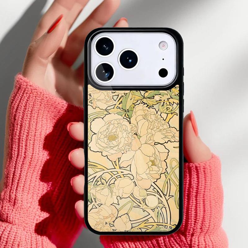 Vintage Leaf Flower Phone Case for iPhone 17 Air 16e 15 14 13 Pro Max Back Cover for 12 11 Pro Coque