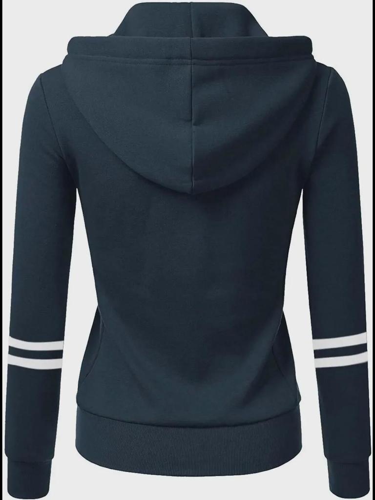 Damen-Strickjacke aus Baumwollfleece mit Kapuze und Reißverschluss für Herbst und Winter