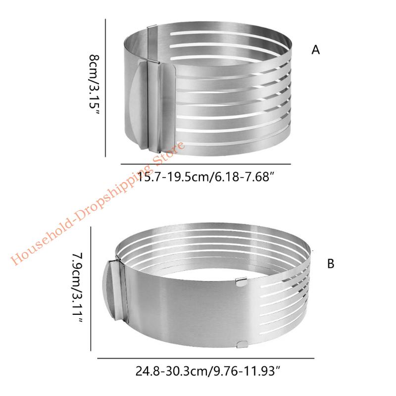 85AD Round Mousse-Mould for Cake-Decor Cake Leveler-Slicer Adjustable Round Cake Cutter Rings Stainless Steel Cake Slicing