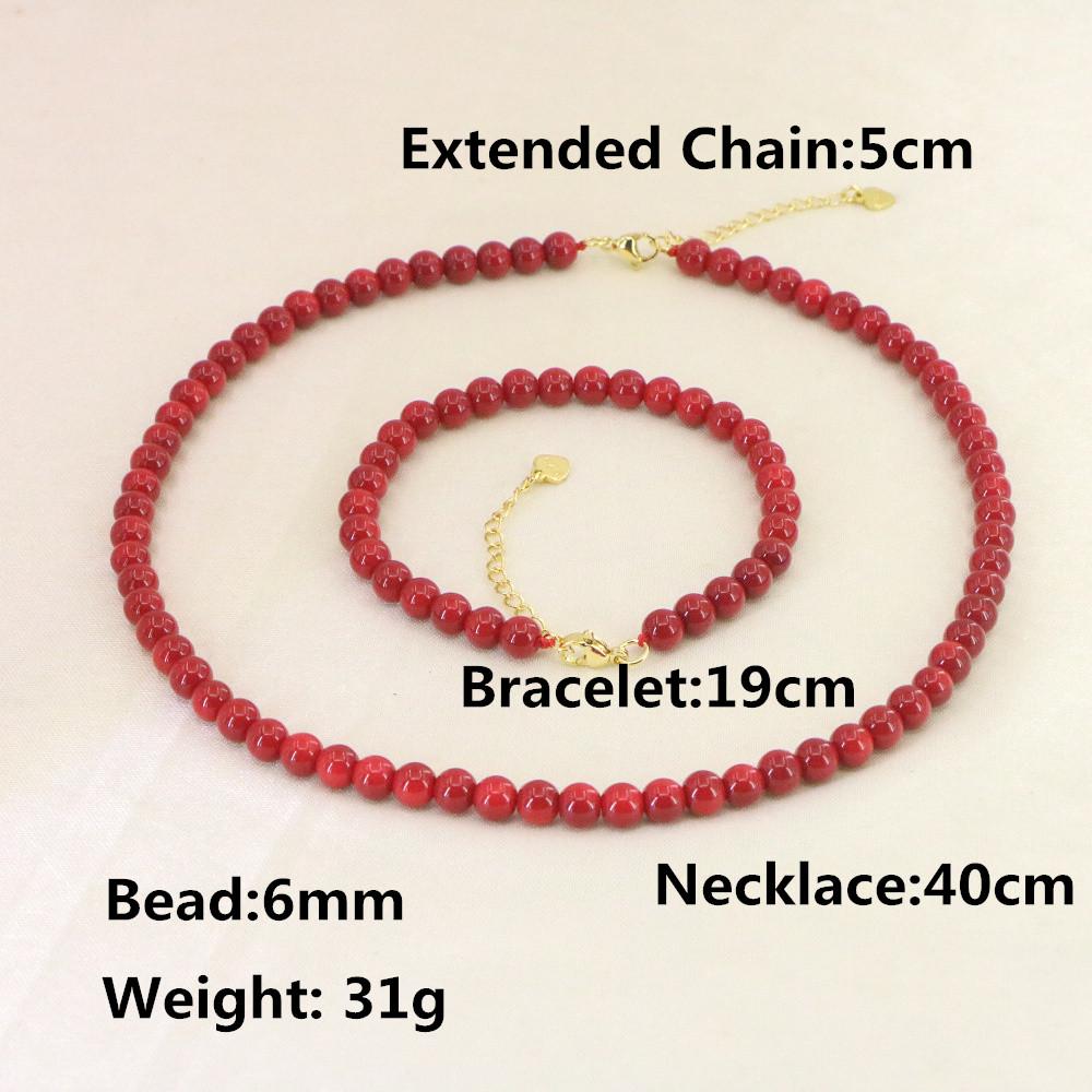 

Винтажное ожерелье из красного коралла, браслет, циркон, гладкий камень 4-10 мм, бусины, удлиняемый браслет-манжета для женщин, для йоги, можно использовать как брелок