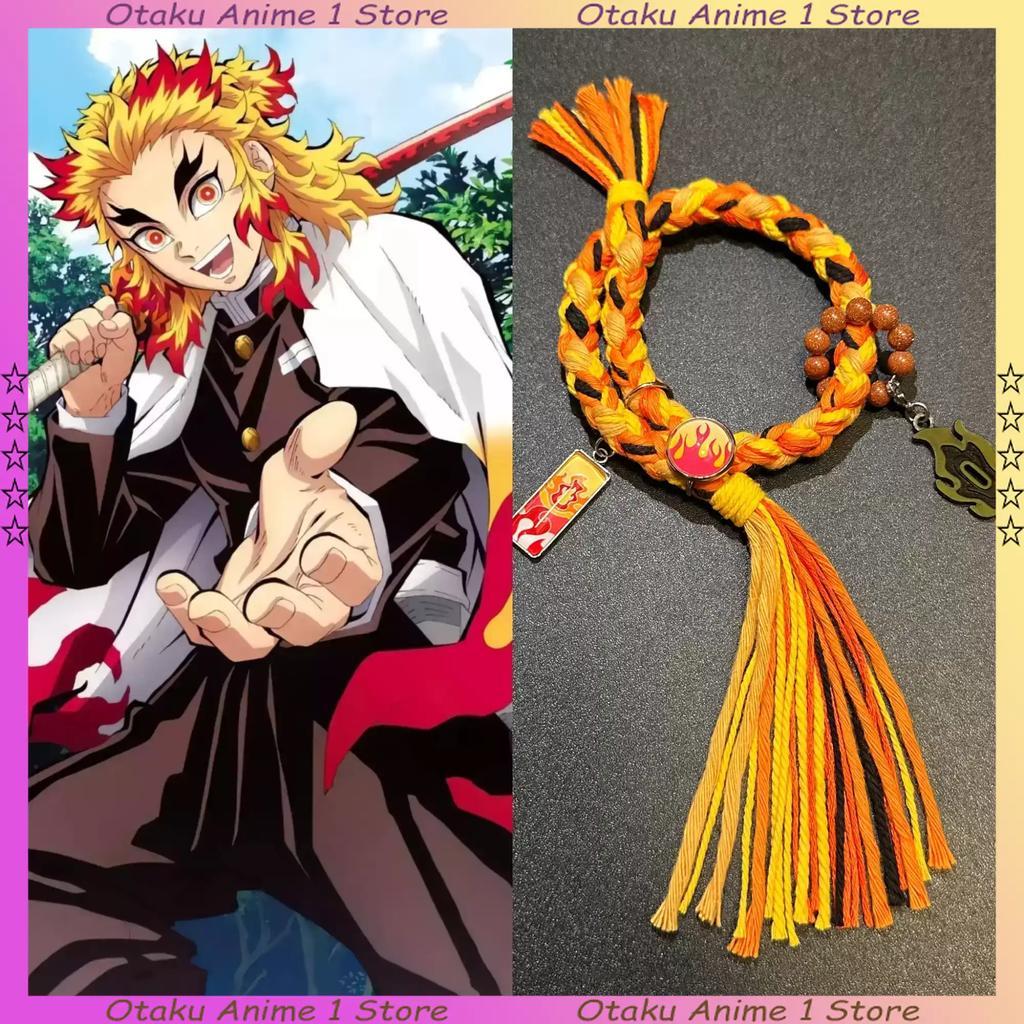 Handgefertigtes Rengoku Kyoujurou Armband Mode Dämonentöter Anime Zubehör Verstellbare Länge Unisex Armband Jungen Mädchen Geschenke
