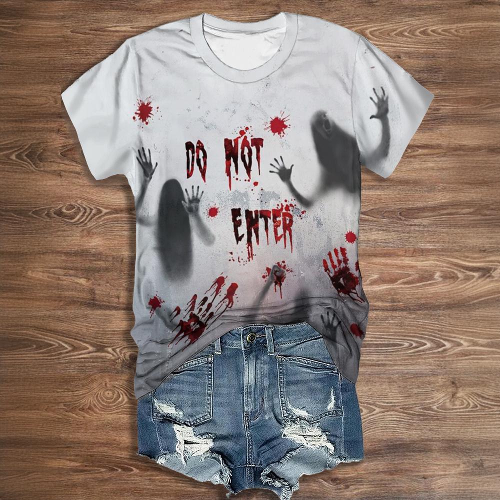 Summer Letter Funny Blood 3D Print T-shirts Women Streetwear Casual Vintage Y2k Short Sleeve T Shirt O-neck Tees Tops Clothing