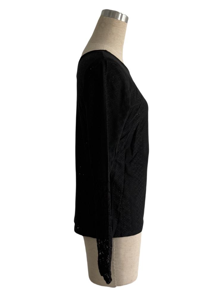 Autumn Asymmetric Crossed Shoulderless Design Lace Splicing T-Shirt Women's Long Sleeve Skinny Versatile Closet Essential Fashion Items Shirt