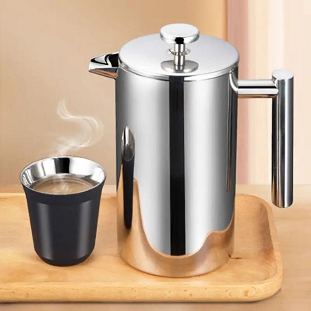 Double Walled French Press Coffee Maker Stainless Steel Espresso Coffee Pot  Office
