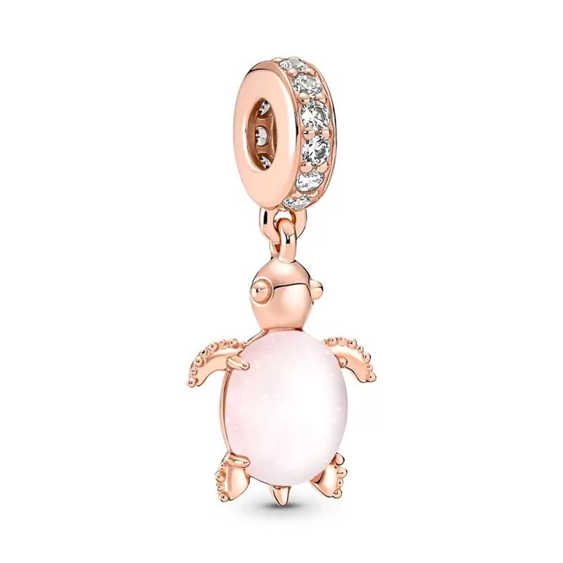 

DIY Rose Gold Plating Series Jewelry Gift Flower Butterfly Dangle Heart Charm Bead Fit Silver EuropeanBracelet