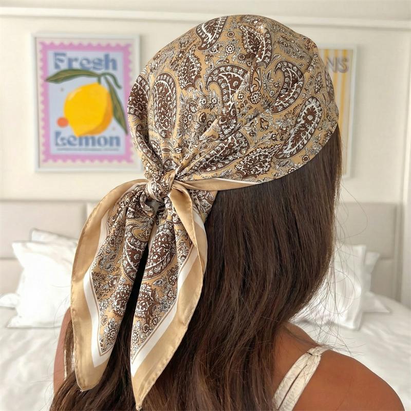 New Luxury Printing Silk Square Scarf Women Neck Hair Tie Band Beach Hijab Kerchief Head Headbands Bandana Female Foulard 70cm