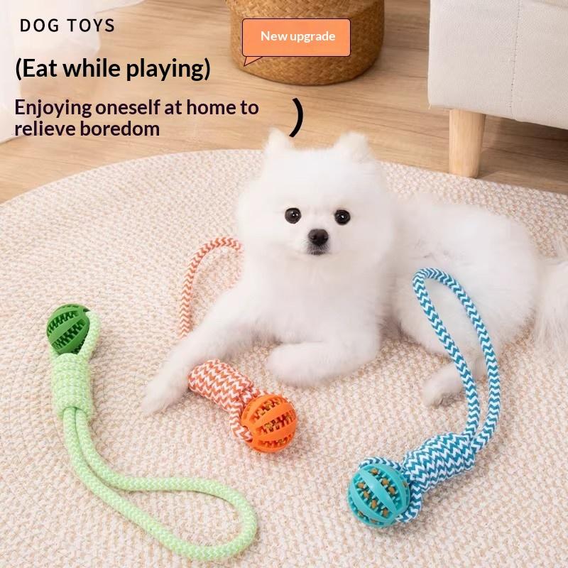 Pet Tooth Cleaning Chewing Food Leak Ball Interactive Tug Dog Rope Toy Dogs Chew Slow Feeding Boredom Relief Rope Ball Toys