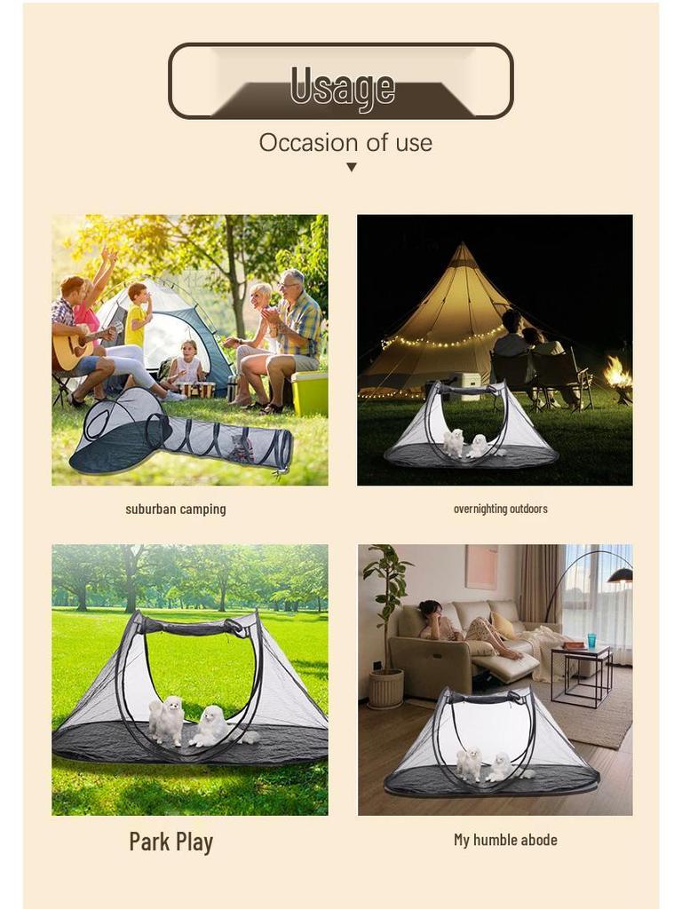 Collapsible Dog & Cat Travel Tent: Outdoor Pet House & Cage Combo