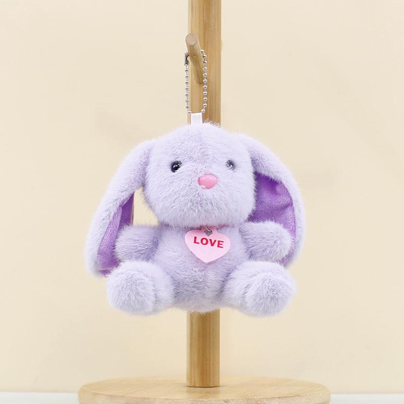 

Charming Heart Bunny Plush Keychain Super Soft Stuffed Animal Doll For Bags Purple Heart Rabbit