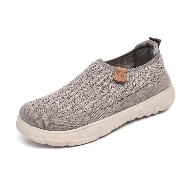 

Spring and autumn cloth shoes women s single shoes soft sole non-slip walking shoes flying weaving breathable and comfortable 40 темно-коричневого кольору