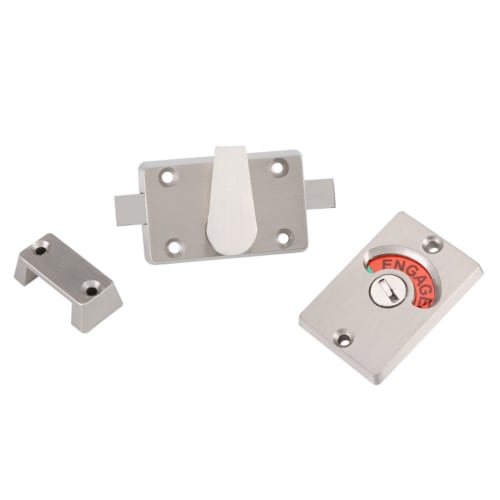 Stainless Steel Toilet Lock with Display, for Sliding Doors, Easy Installation, Silver