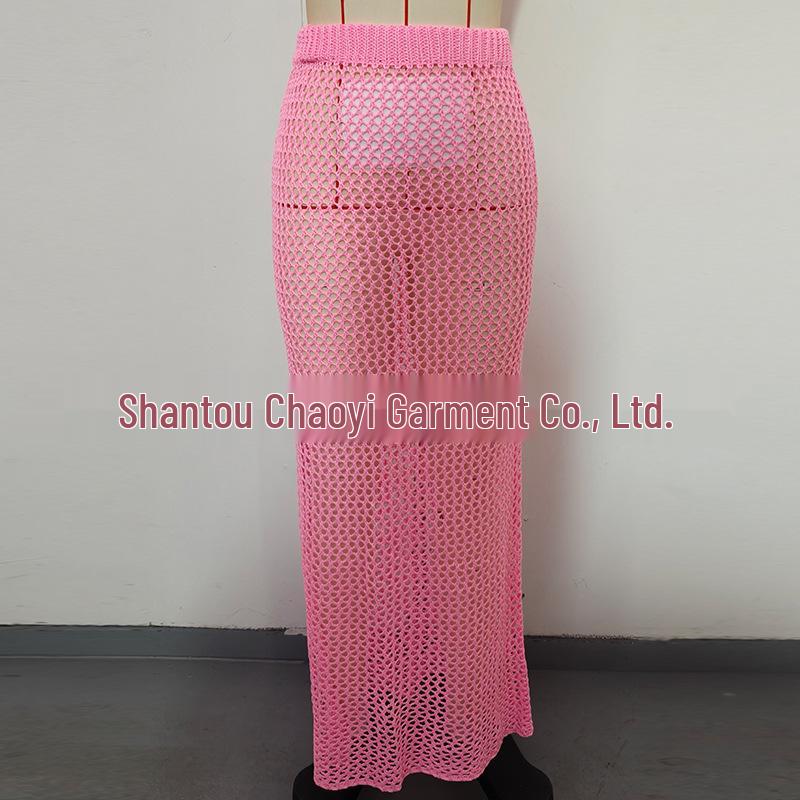 Summer Seaside Textured Knit Midi Beach Skirt Cover-up