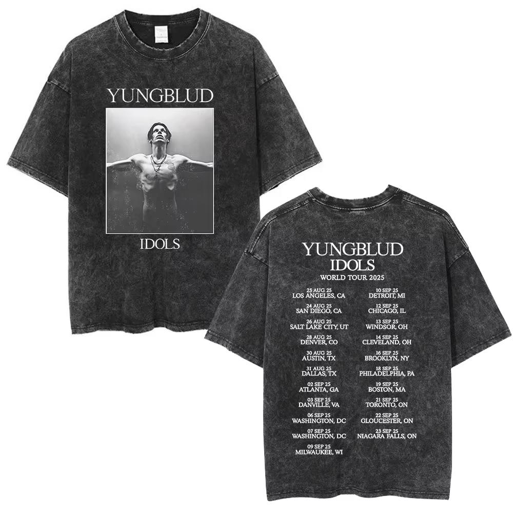 Washed Vintage Singer Yungblud IDOLS Album Merch Tshirt Men Women Clothing Fashion Short Sleeve Cotton Casual Oversized T Shirt