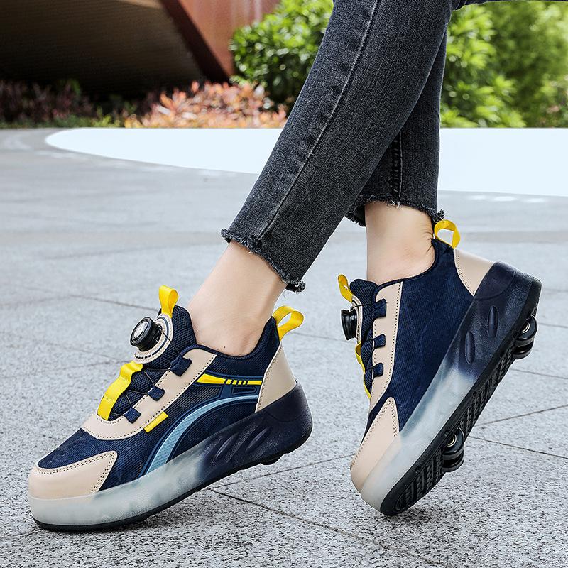 Men's and Women's Runaway Shoes Four-wheel Primary and Secondary School Students Pulley Shoes Automatic Roller Skating Children