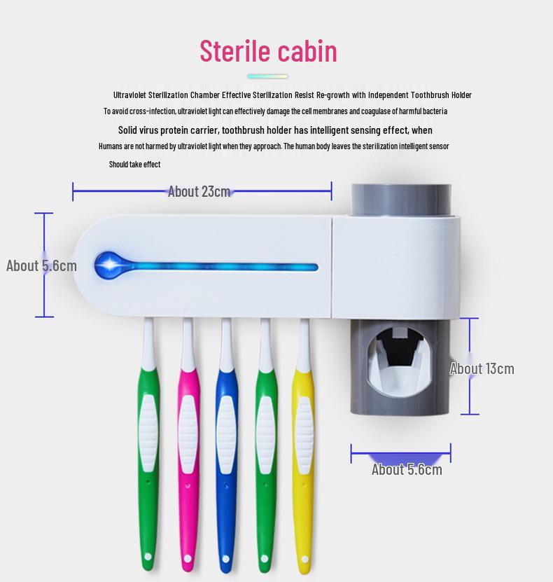 UV Toothbrush Sterilizer & Holder with Automatic Toothpaste Dispenser